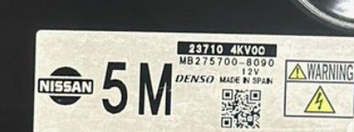 Etiqueta Nissan 23710 4KV0C calibración 5M Denso MB275700-8090 Made in Spain