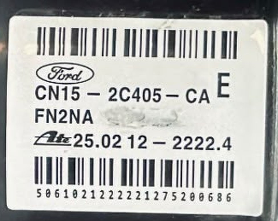 Etiqueta Ford CN15-2C405-CA calibración FN2NA referencia ATE 25.02 12-2222.4 del módulo ABS de EcoSport